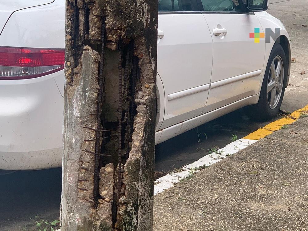 Postes de la CFE en muy mal estado; colonos de Coatzacoalcos temen por su seguridad