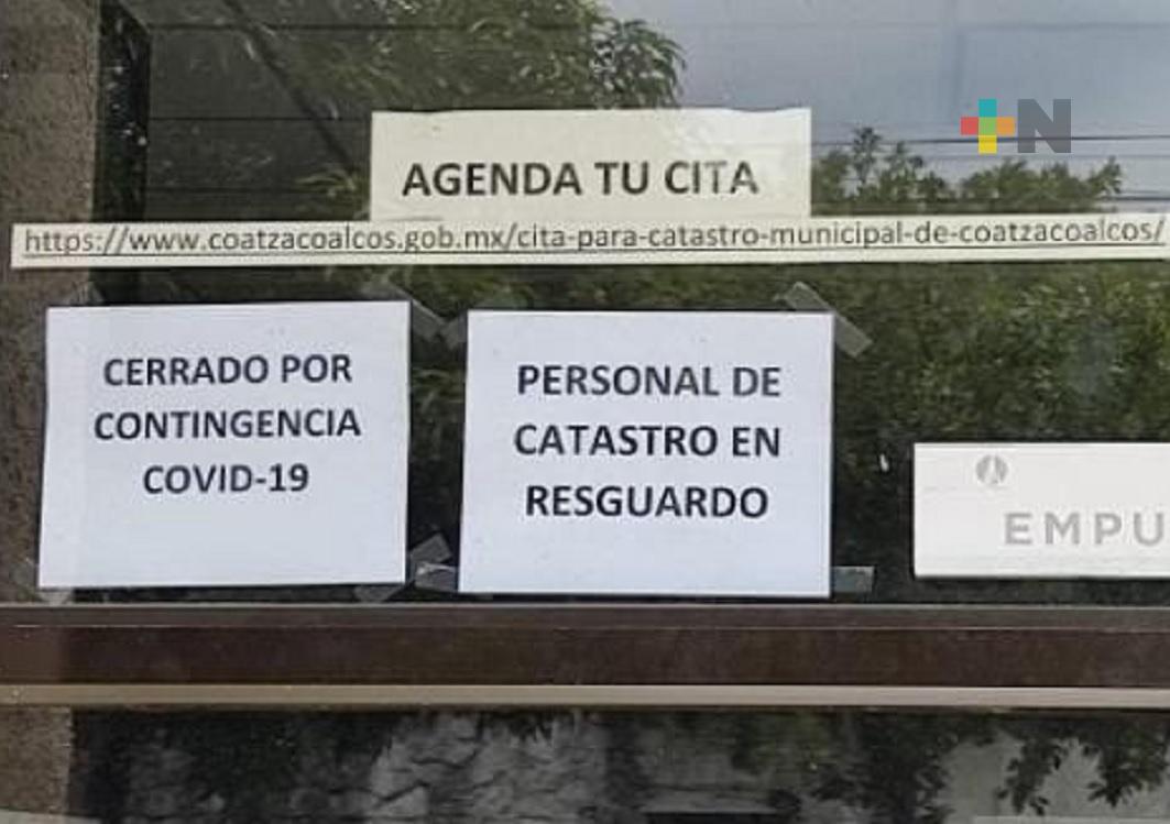 Sin confirmar contagios de coronavirus, cierran Oficina de Catastro en Coatzacoalcos
