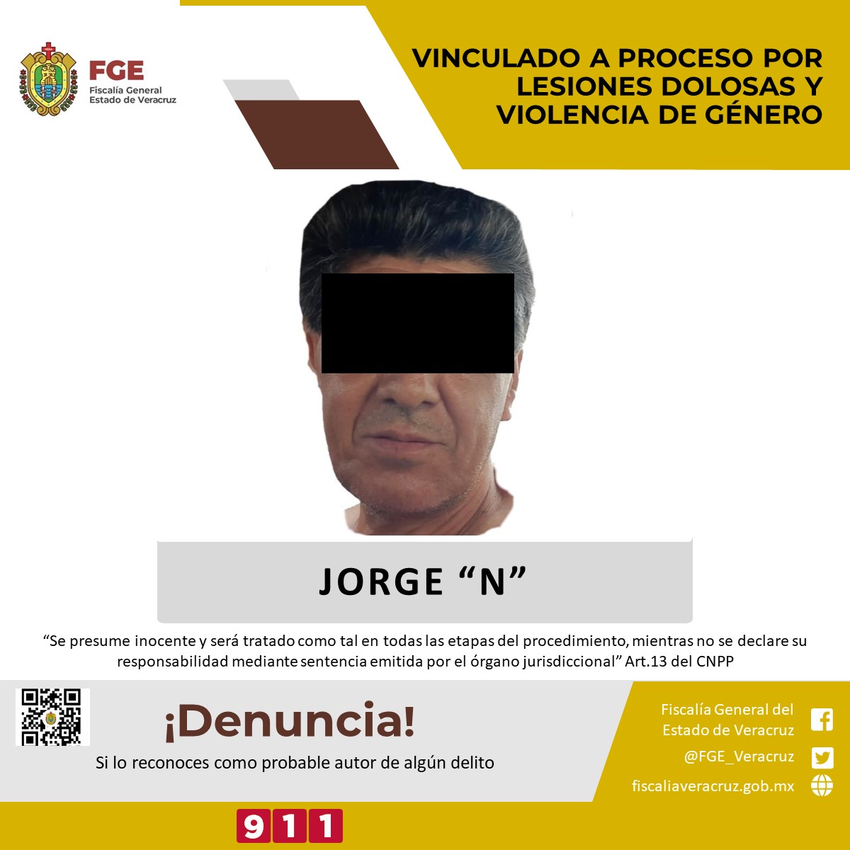 Vinculado a proceso Jorge “N” por lesiones dolosas y violencia de género