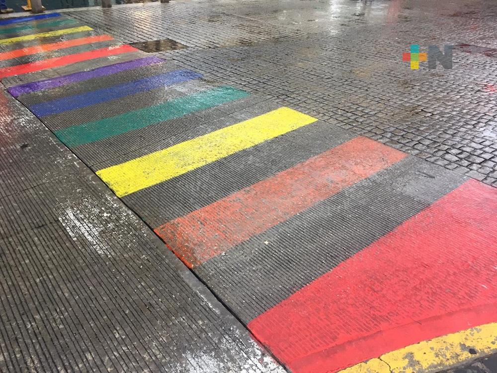 Xalapa viste sus cruces peatonales con la bandera LGBTIQ