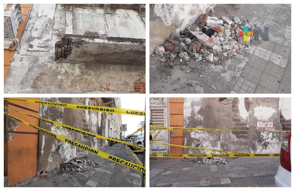 Se desprende concreto de edificio del Centro Histórico de Veracruz