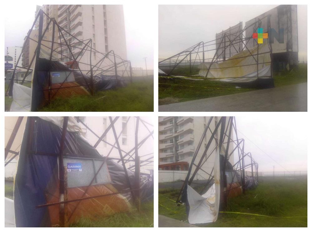 Lluvias y viento dañan seis espectaculares en municipio de Boca del Río