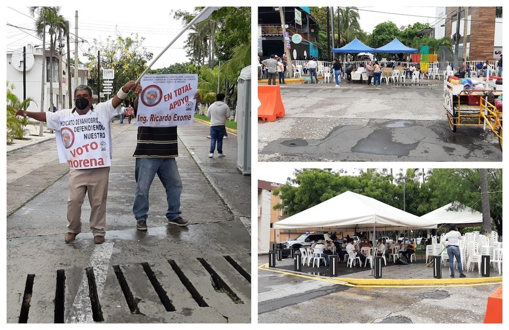 Militantes de Morena y PAN  esperan resultados afuera del Consejo Municipal del OPLE desde el día anterior