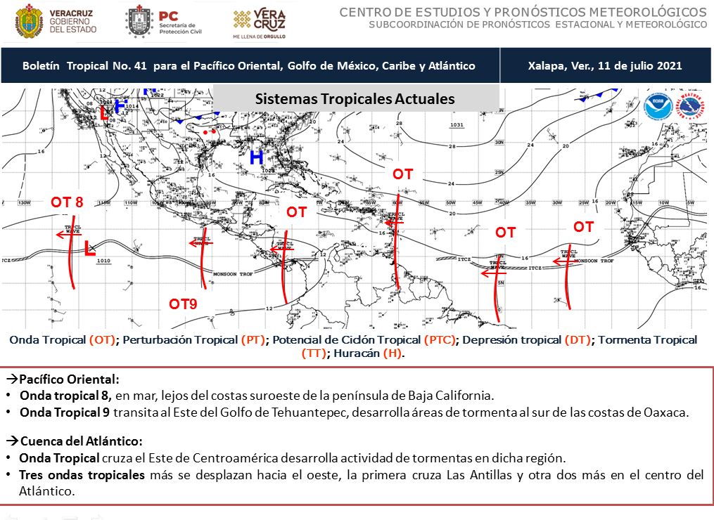 Para el próximo martes se esperan lluvias para el territorio veracruzano