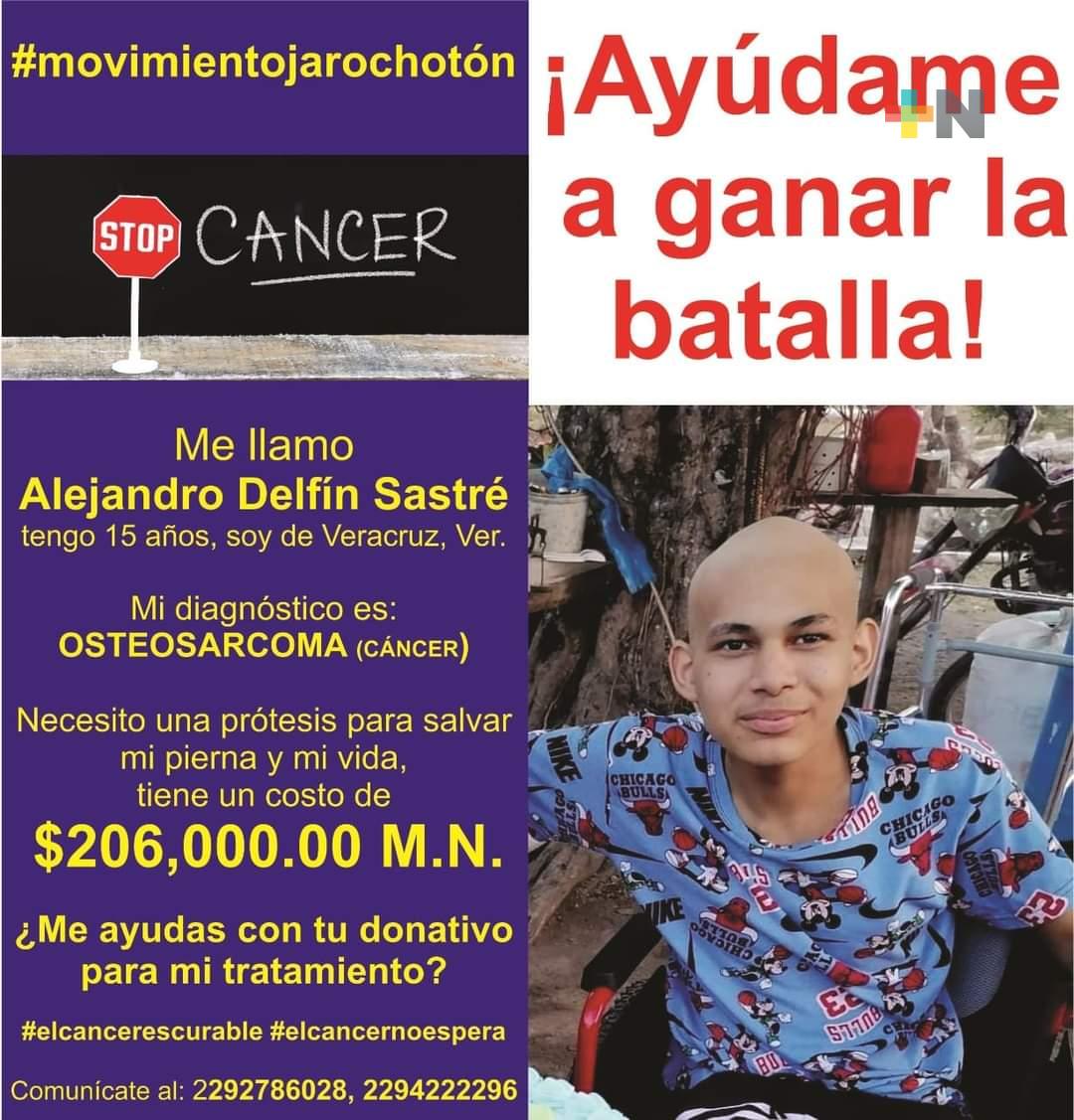 Solicitan apoyo para el tratamiento de Alejandro, menor de 15 años con cáncer óseo