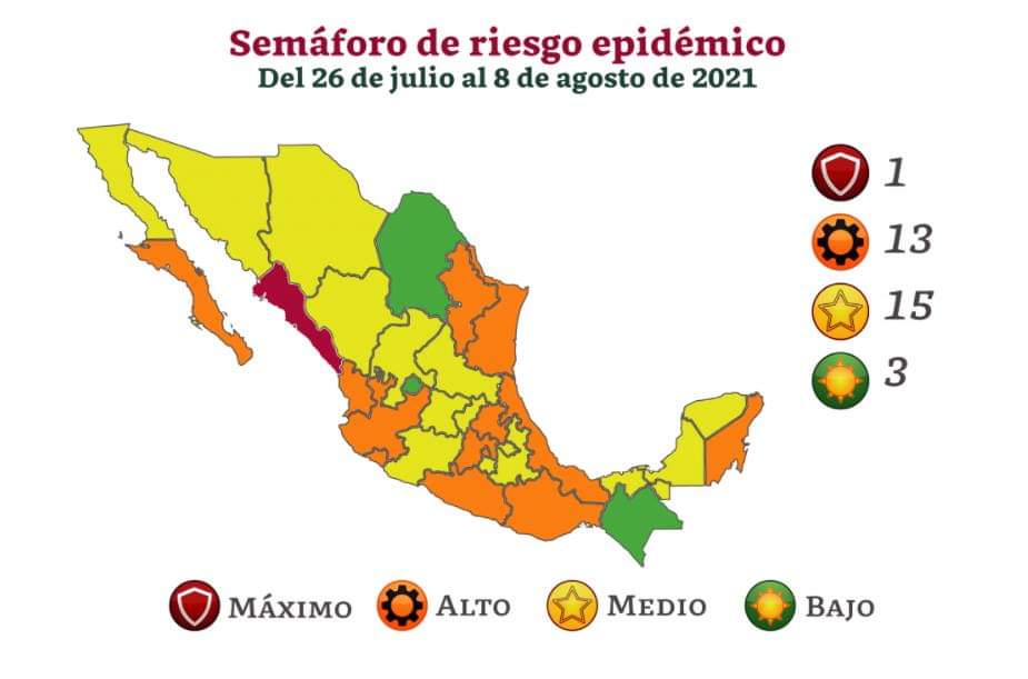 El estado de Veracruz retrocedió a color naranja de riesgo alto por contagios de COVID-19
