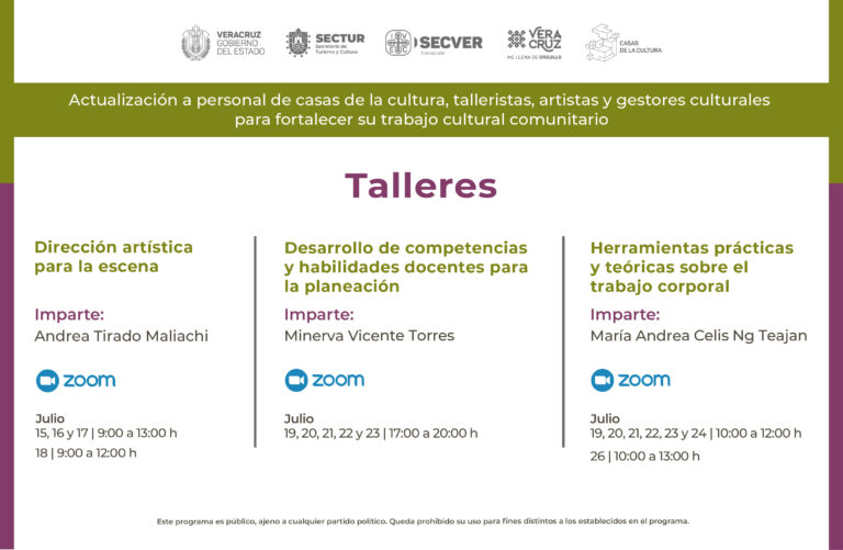 Convocan a personal de Casas de la Cultura a participar en talleres de actualización y capacitación