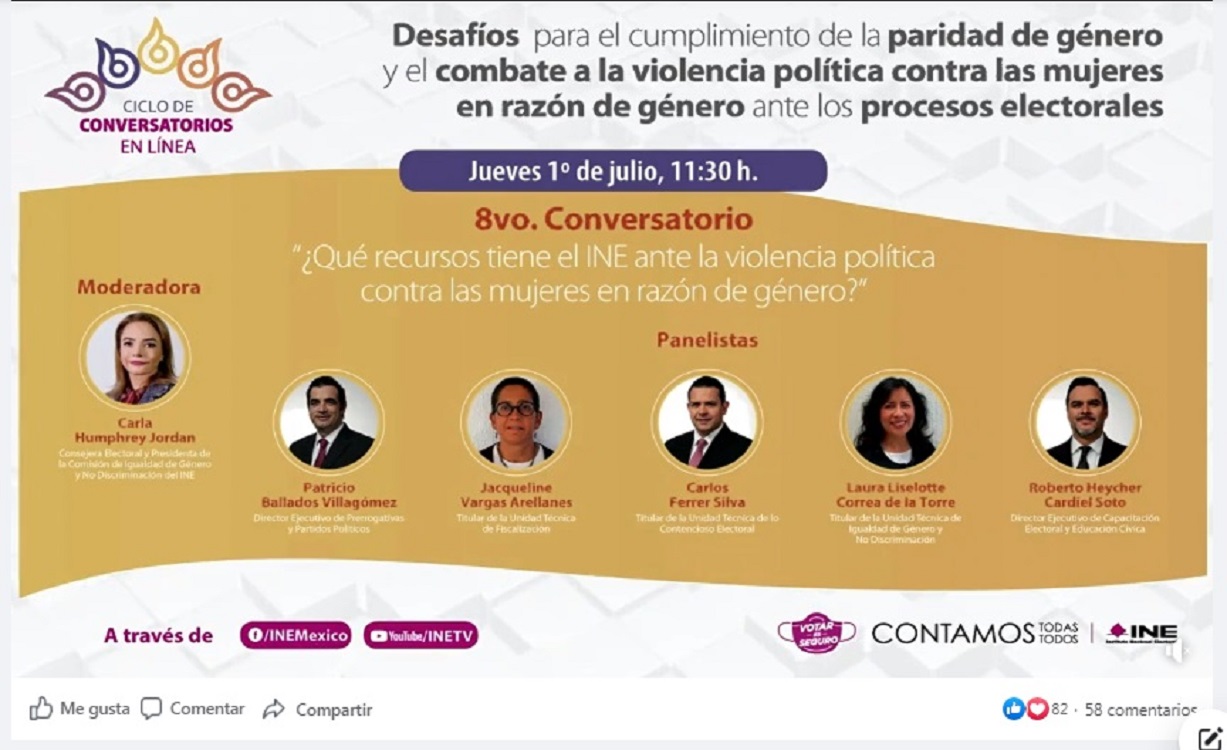 INE realizó conversatorio para dar a conocer las reformas ante la violencia política contra las mujeres