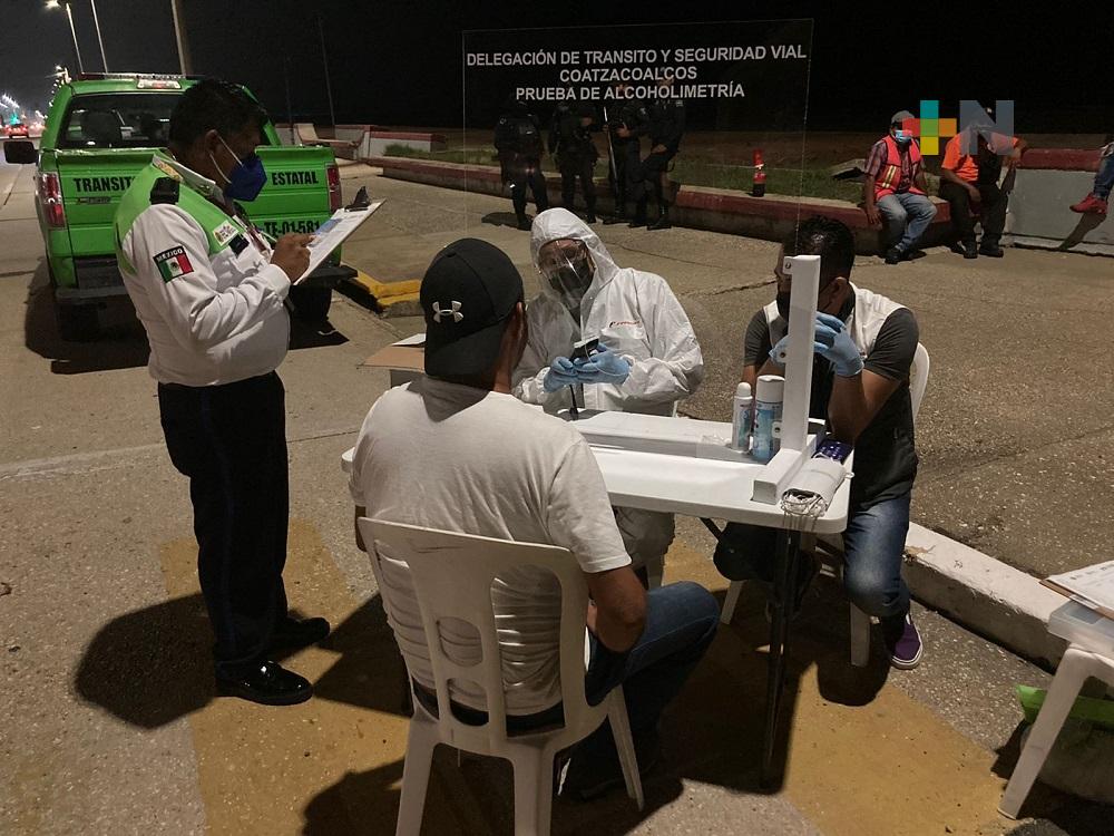 Operativo de alcoholimetría, arrojó 12 conductores infraccionados en Coatzacoalcos