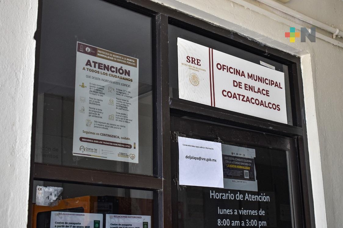 Próximo lunes, Oficina de Relaciones Exteriores en Coatzacoalcos reanudará labores
