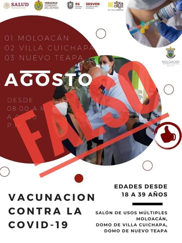 Es falso que ya haya fecha para vacunar a personas de 18 a 39 años en Moloacán:  Juan Carlos Atzin