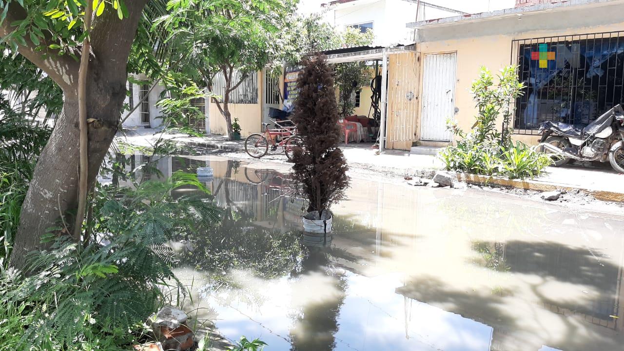 Cierran calles en colonia Reserva Tarimoya I de Veracruz por drenaje colapsado