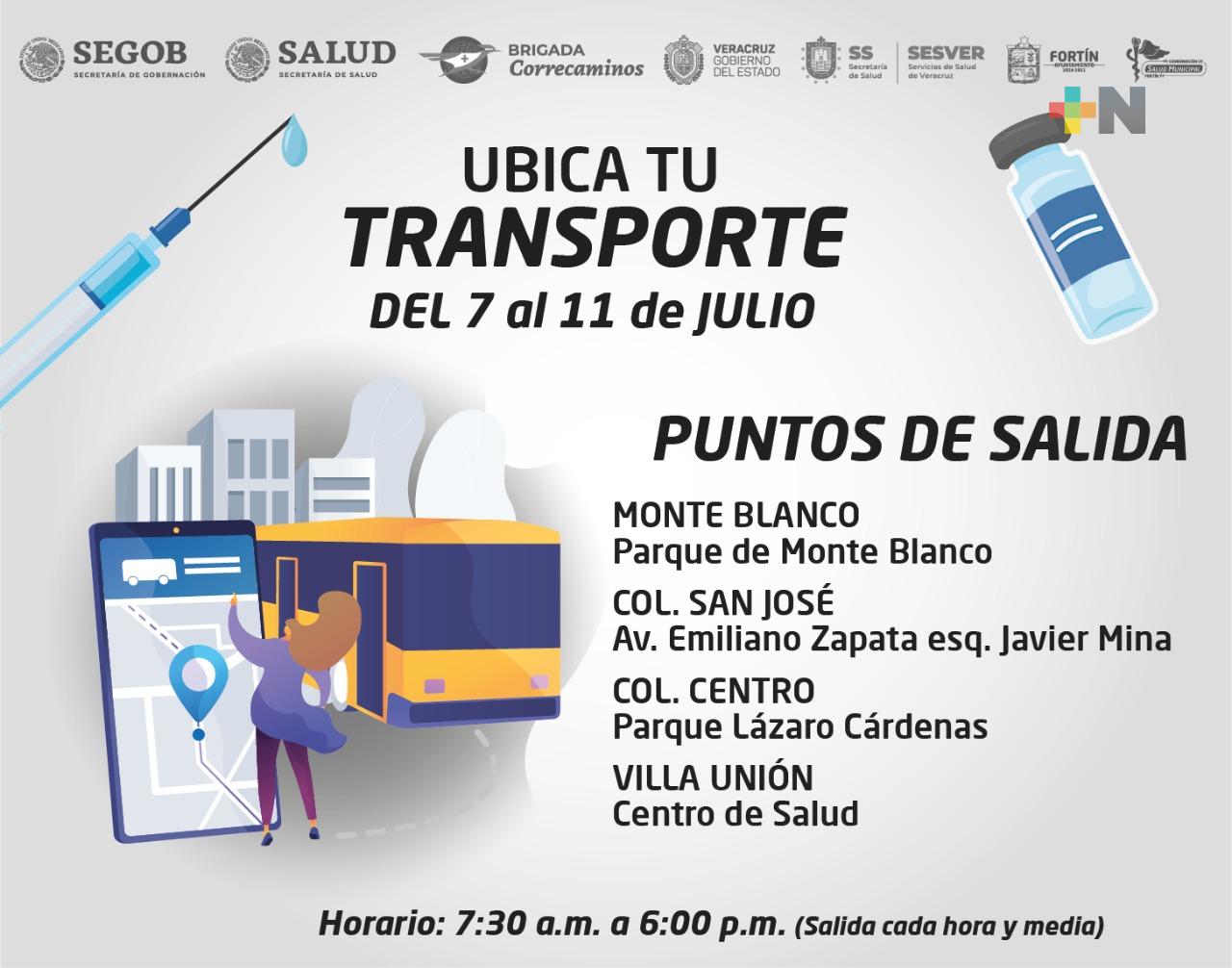 Ayuntamiento de Fortín dispondrá de transporte para acudir a macrosede de vacunación en Córdoba