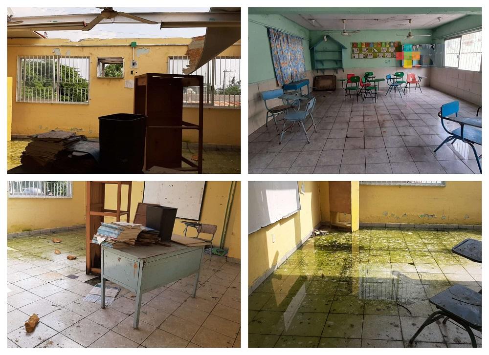 Sin condiciones para volver a clases presenciales en escuela primaria de Veracruz; Norte afectó instalaciones