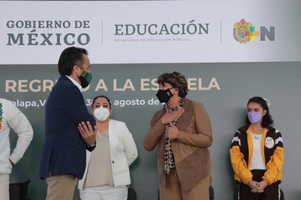 Cuitláhuac García dio muestra de trabajo e interés para el regreso a clases: Delfina Gómez