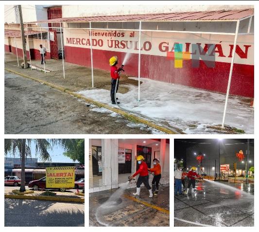 Ayuntamiento de Coatzacoalcos desinfectó espacios públicos para mitigar contagios de coronavirus