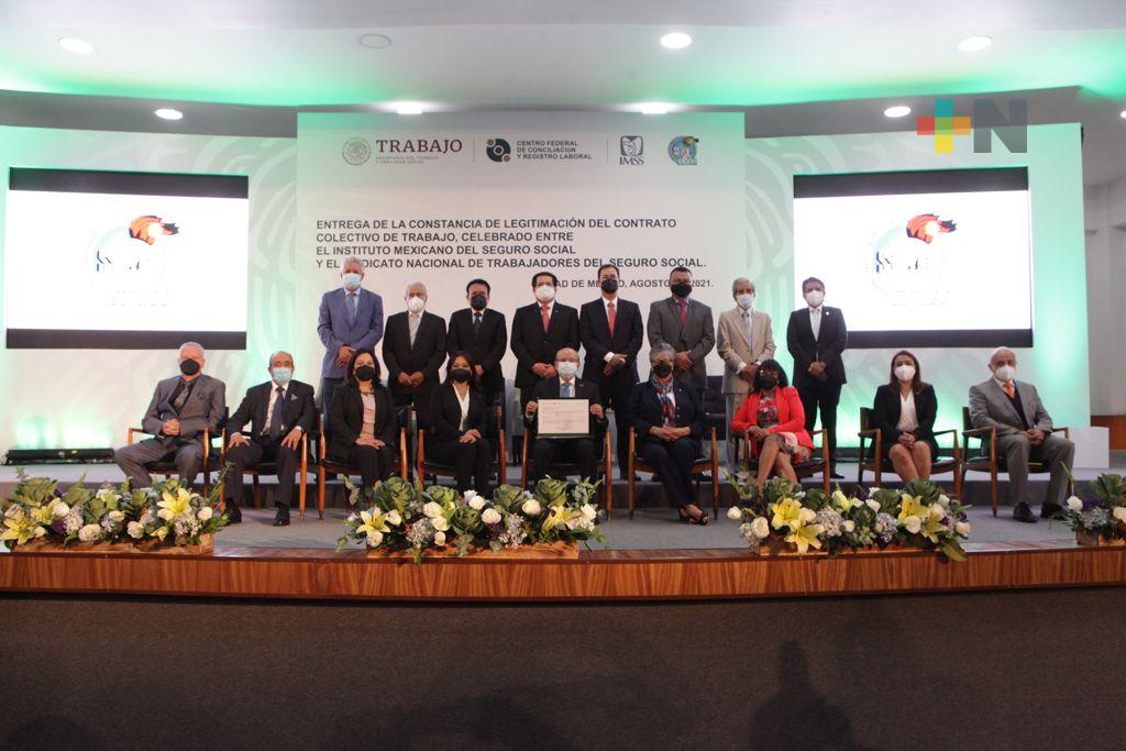 Sindicato del IMSS recibió constancia de legitimación de contrato colectivo de trabajo