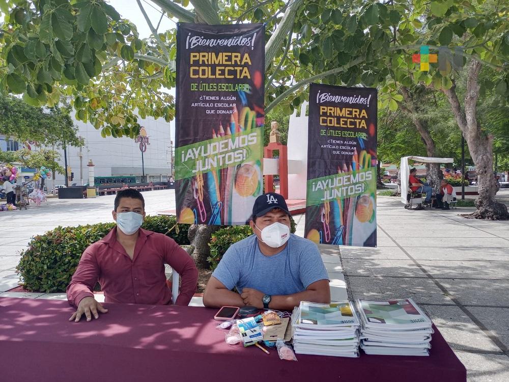 En Coatzacoalcos, jóvenes iniciaron colecta de útiles para donar a niños de colonias vulnerables