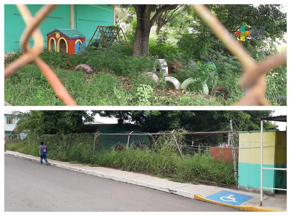 Planteles escolares con exceso de maleza por abandono en municipio de Veracruz