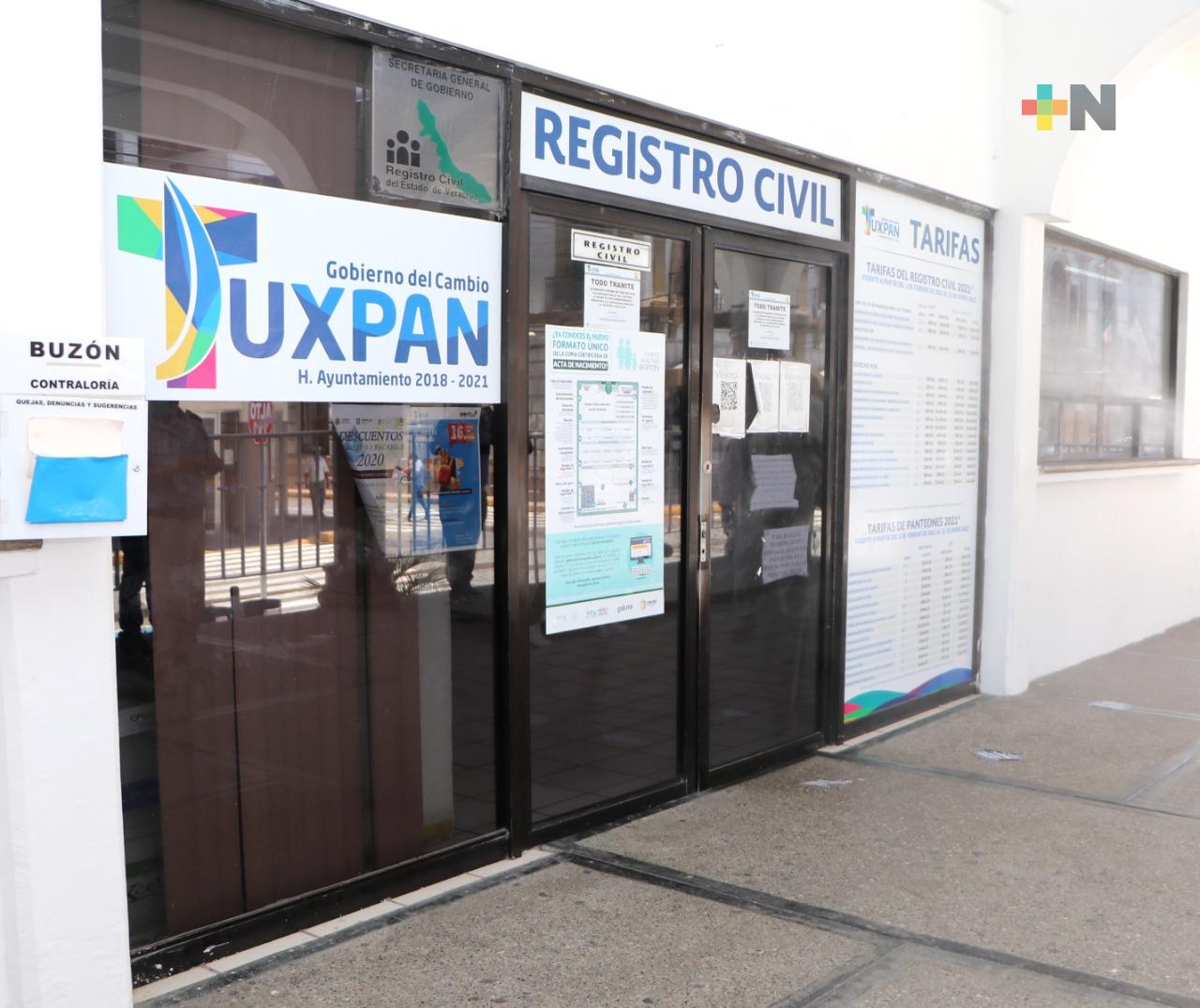 Recortarán horario de atención en Registro Civil de Tuxpan