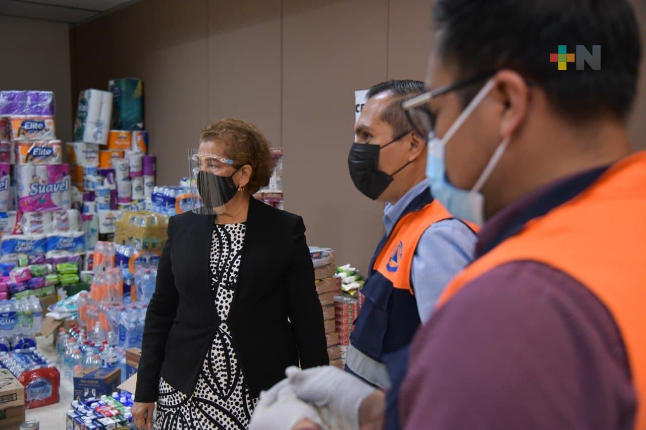 Magistrada Presidenta supervisa centro de acopio de víveres en Poder Judicial