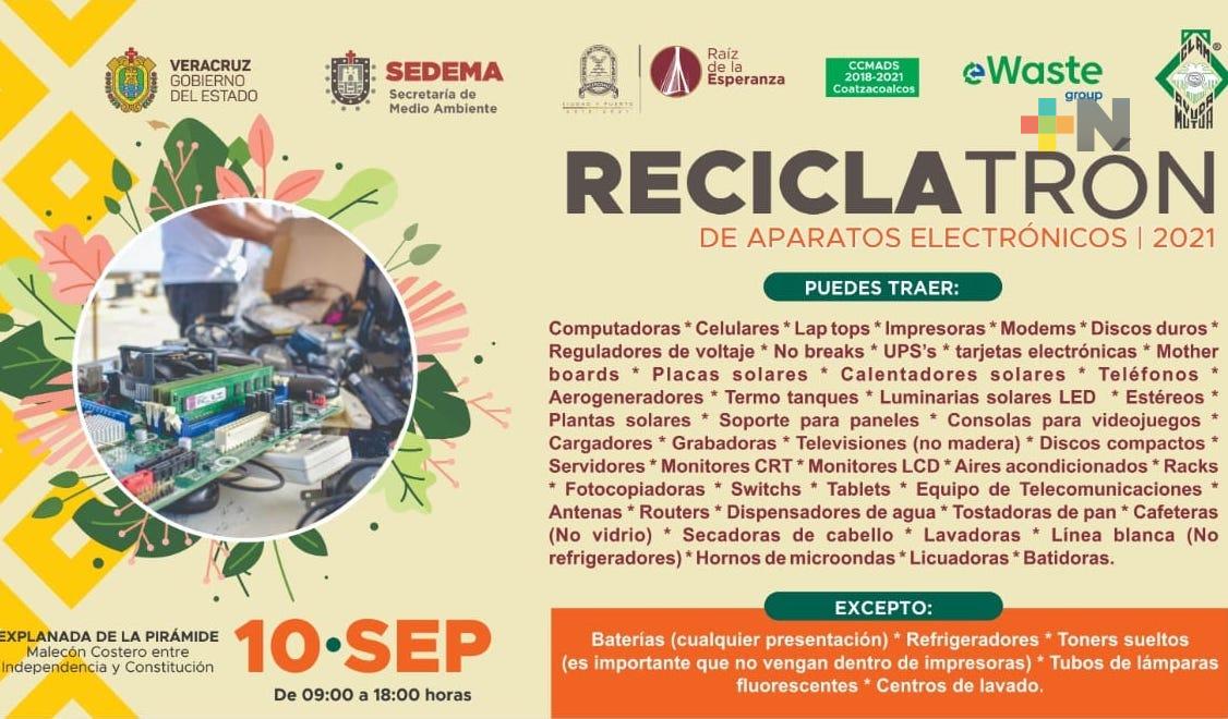Llevarán a cabo Reciclatrón de Aparatos Electrónicos 2021 en Coatzacoalcos