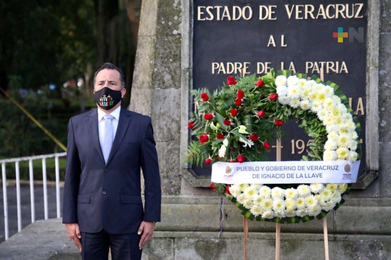 Cuitláhuac García rindió  Guardia de Honor en monumento a Miguel Hidalgo y Costilla