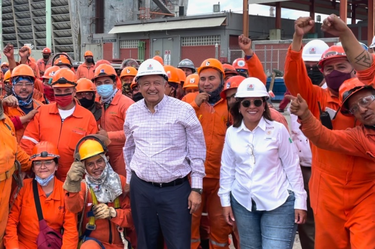 Rocio Nahle acompaña al presidente López Obrador en supervisión de la Refinería de Cadereyta