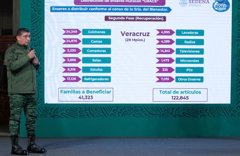 Sedena apoya a más de 43 mil familias, de 28 municipios afectados por Grace, en Veracruz