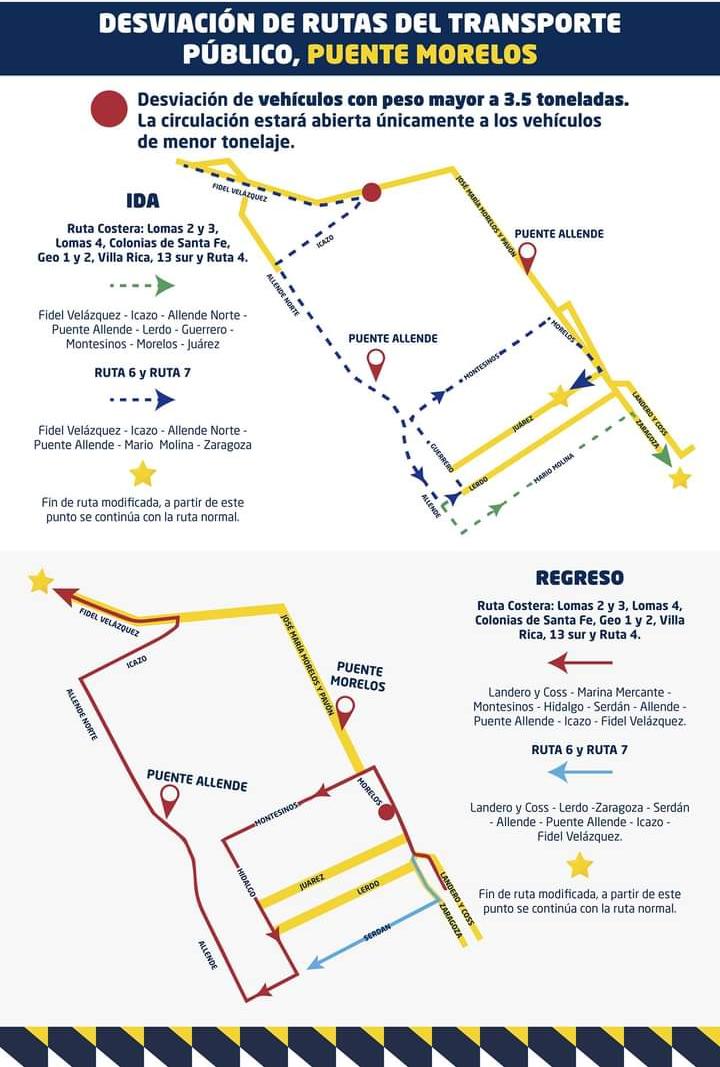 Modifican urbanos sus rutas por peritaje del puente Morelos de Veracruz