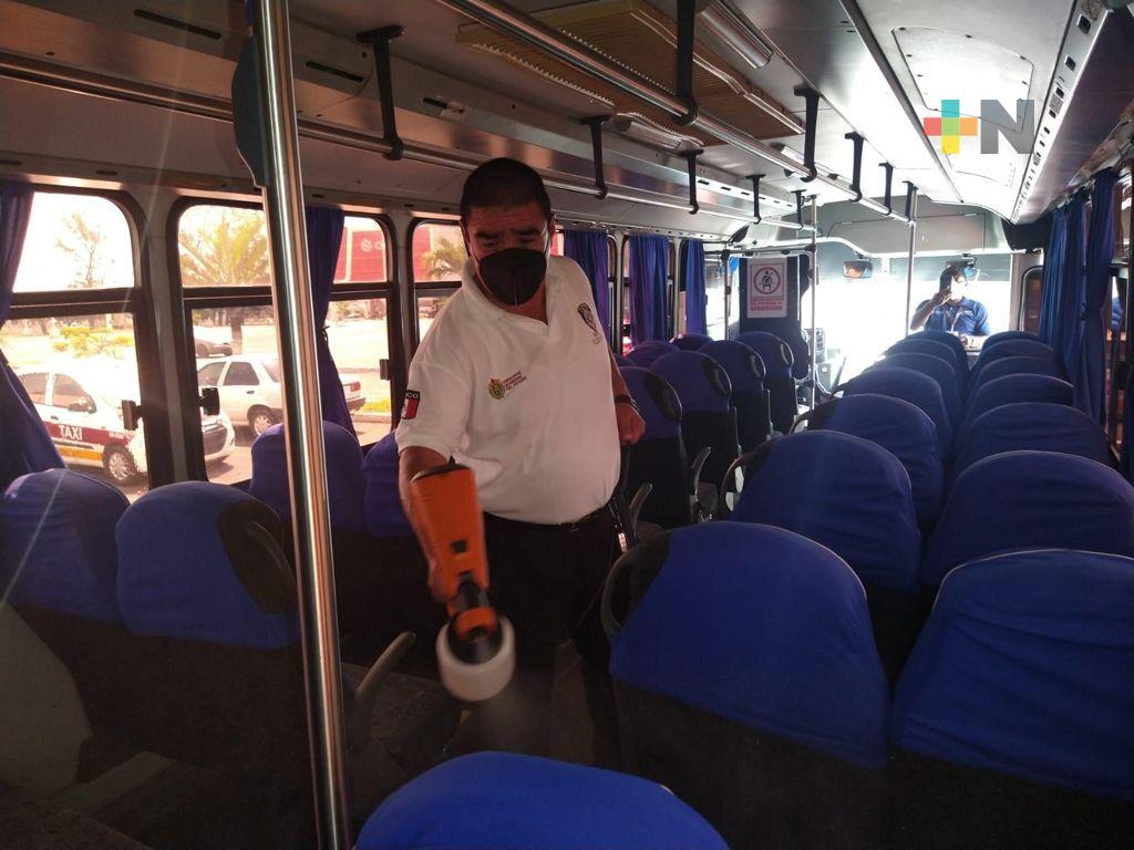 Tránsito Estatal implementó sanitización masiva al transporte público en Veracruz