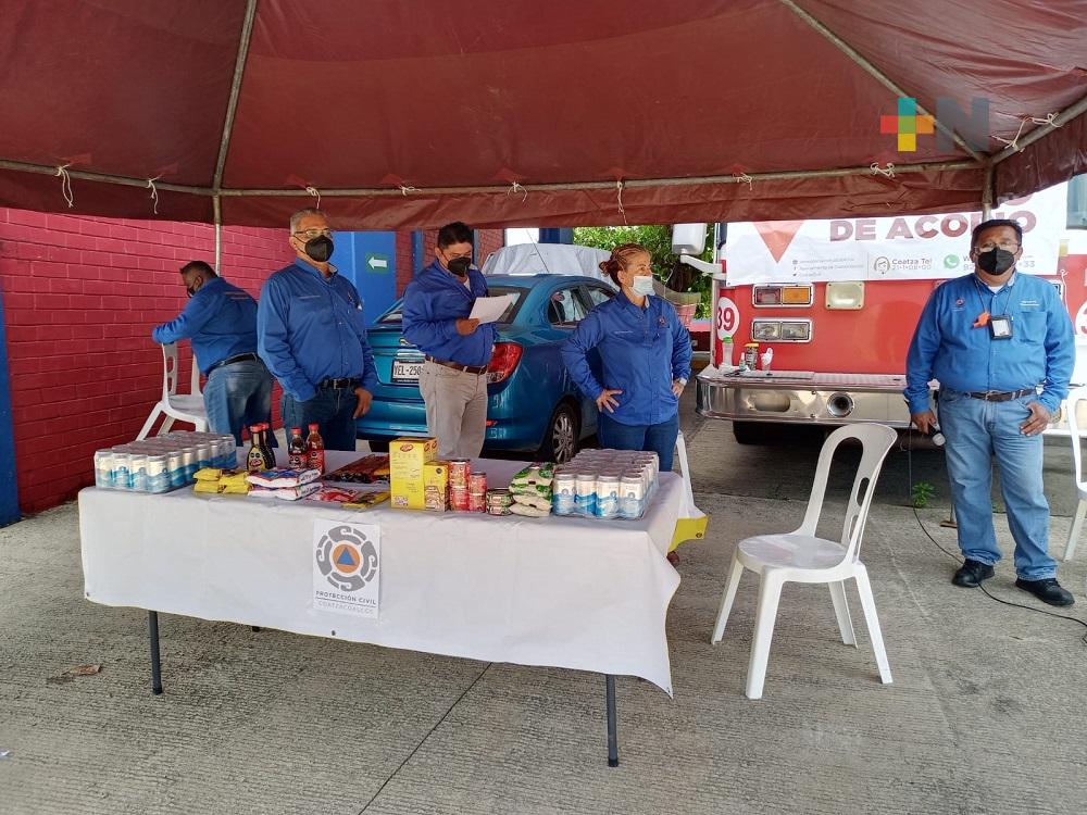 Protección Civil de Coatzacoalcos instaló centro de acopio de víveres para afectados por «Grace»