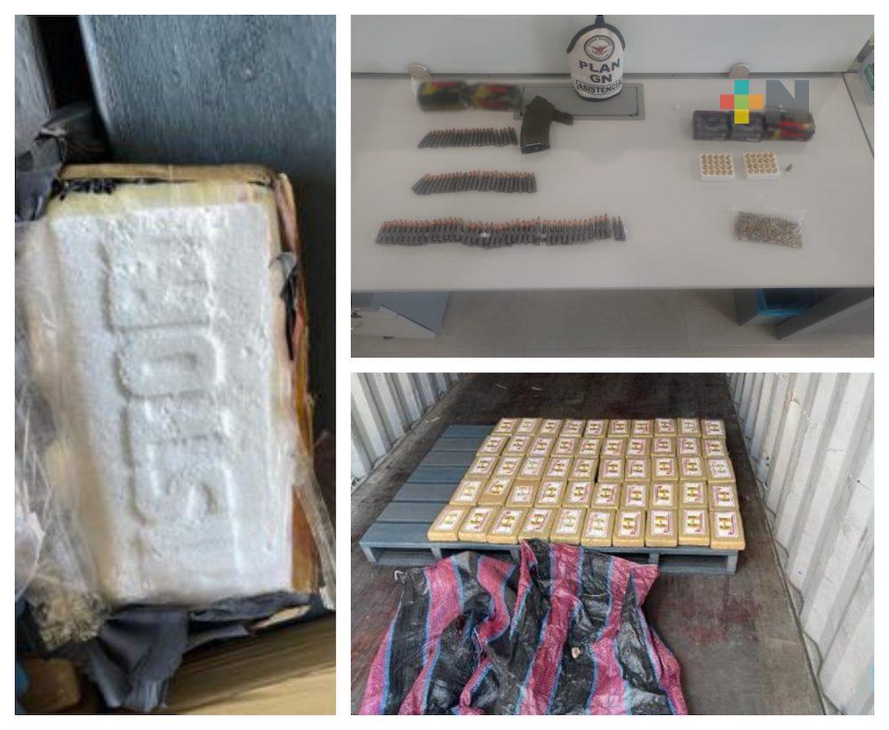 Decomisan cocaína, fentanilo, cartuchos y armas en aduanas del país