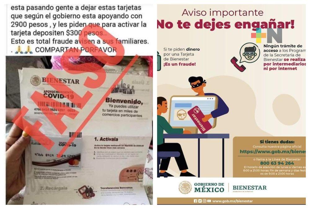 Alertan sobre falso trámite para acceder a tarjeta de Bienestar