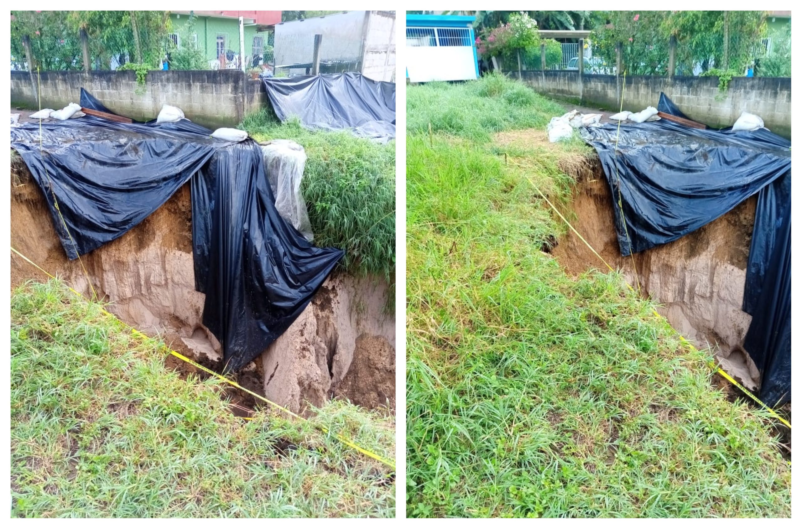 Se agranda socavón de Rancho Viejo; aguacero hizo que otro pedazo de suelo se perdiera