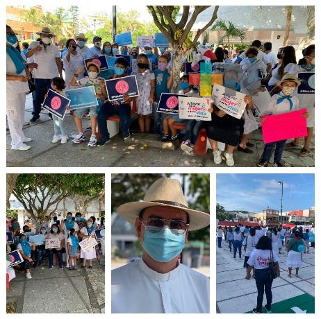 En municipios del sur de Veracruz, integrantes de «Más vida, más familia» se manifestaron este fin de semana