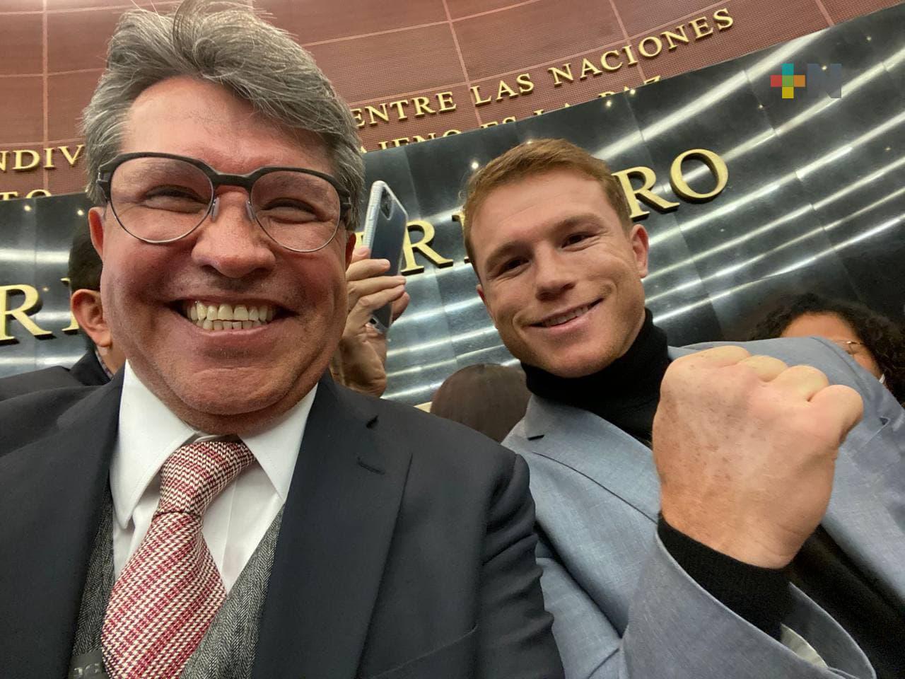 «Canelo» Álvarez le da consejos a Monreal en el Senado, en política ¿ganchos letales?