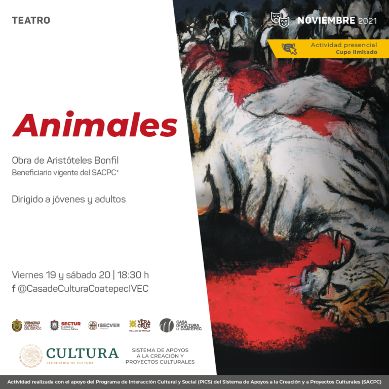 Invita IVEC a las puestas en escena de Animales, obra de Aristóteles Bonfil