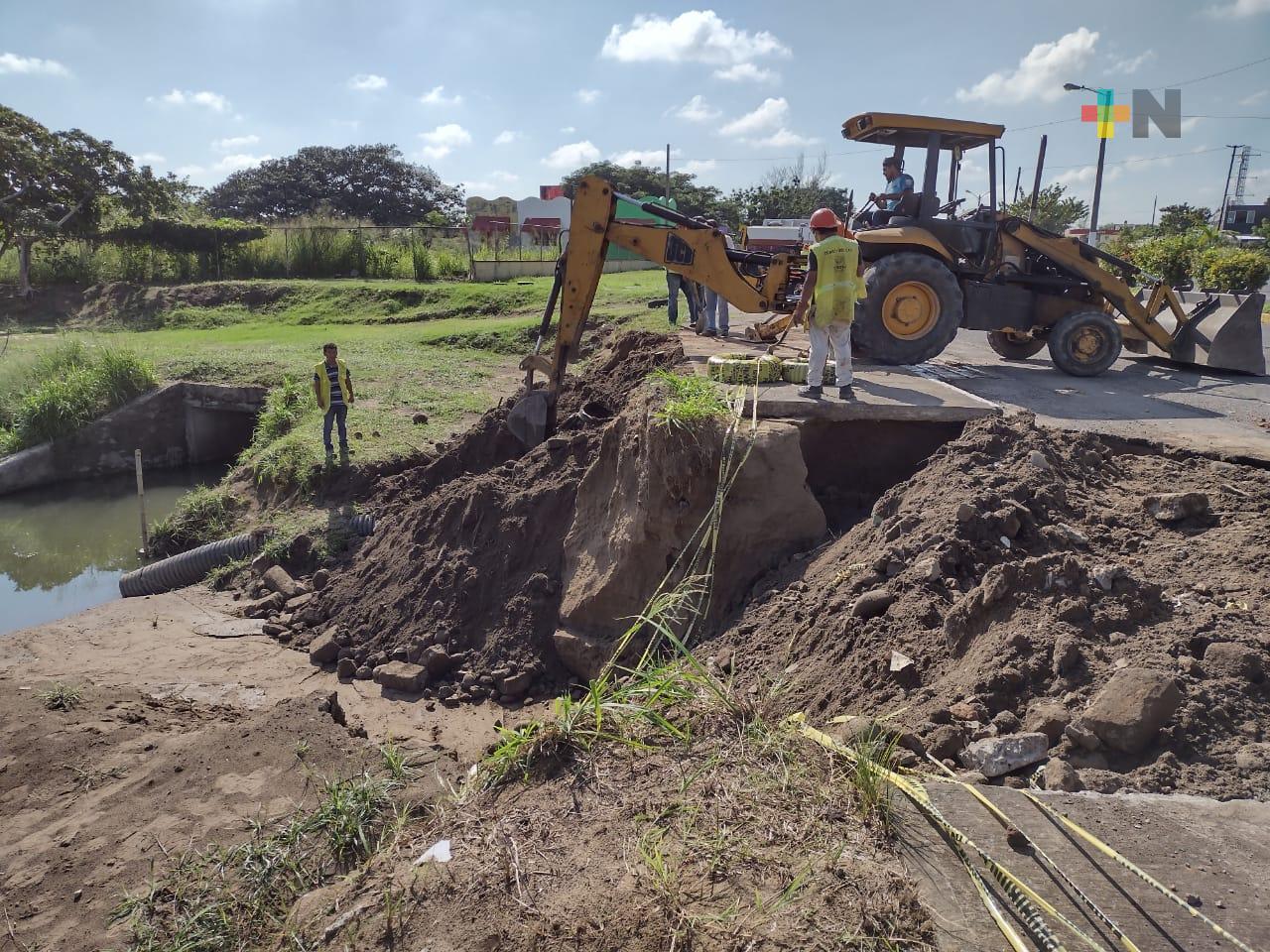 Reparan hundimiento formado en fraccionamiento Geo Pinos de Veracruz