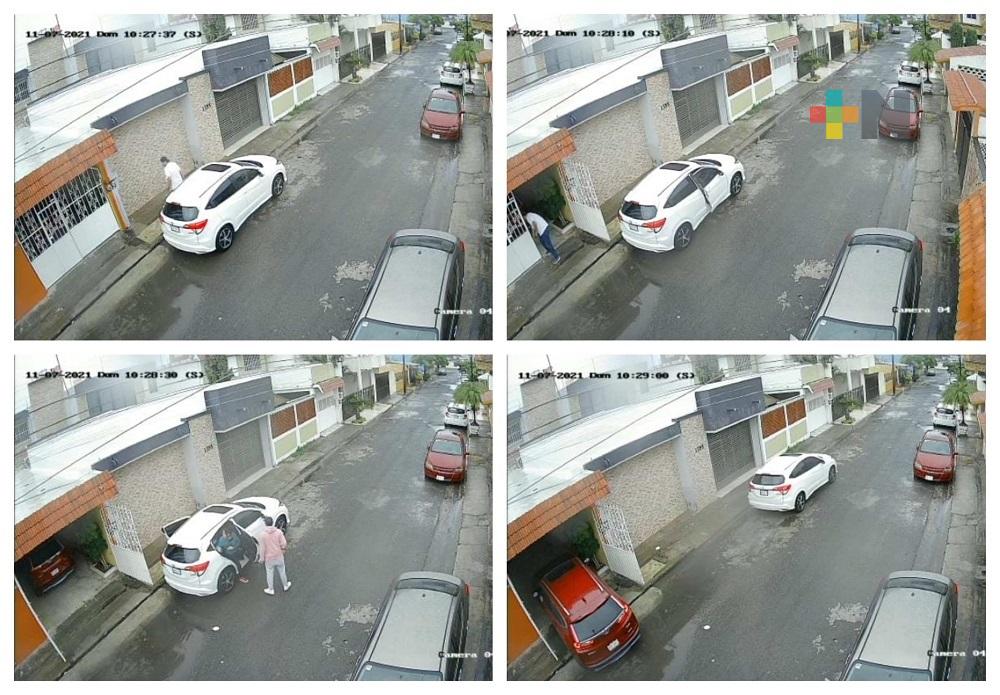 Captan en video robo de auto en fraccionamiento Floresta de Veracruz