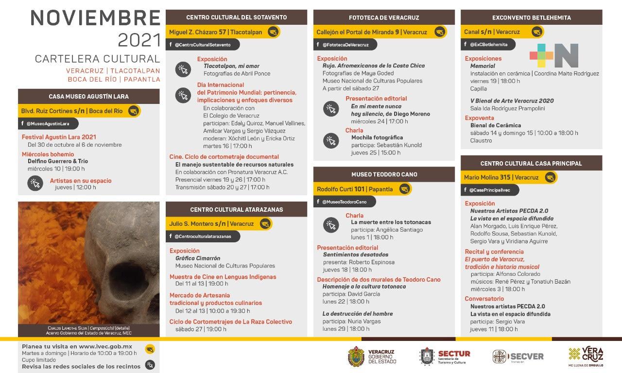 Presenta IVEC nutrida cartelera de actividades del mes de noviembre