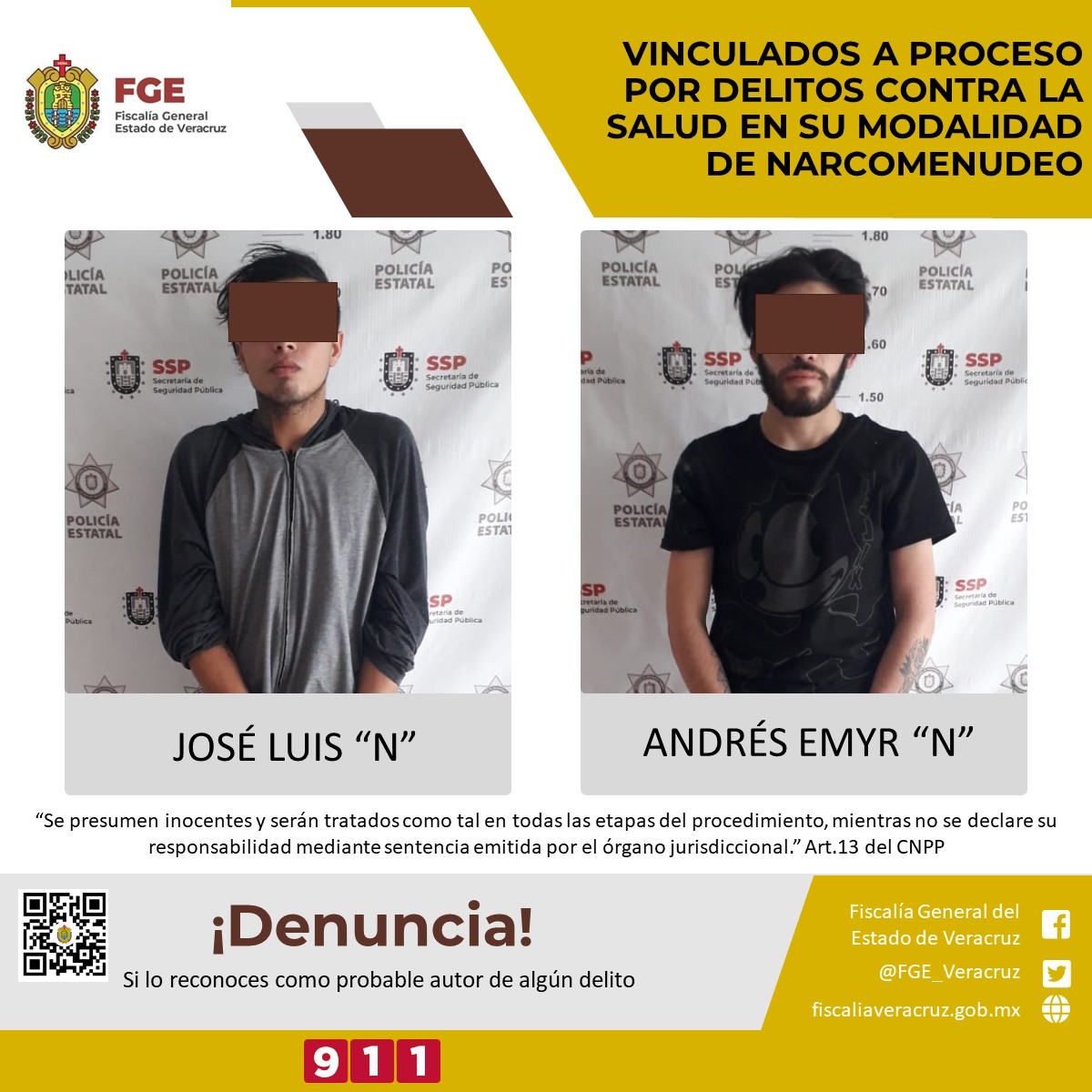 Por delitos contra la salud vinculan a proceso a Andrés Emyr “N” y José Luis “N”