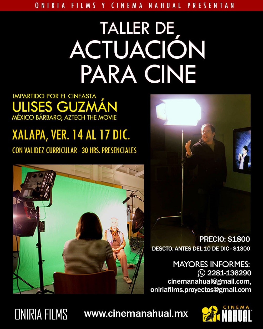 Cinema Nahual y Oniria Films invitan a su taller de actuación para cine