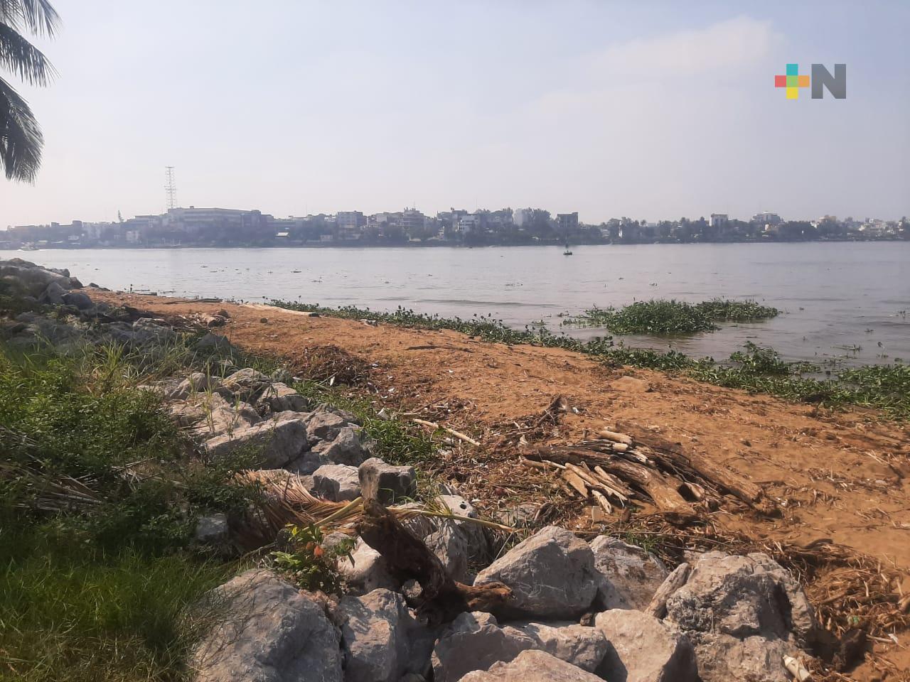 Marea baja se registra en el río Coatzacoalcos del lado de Villa Allende