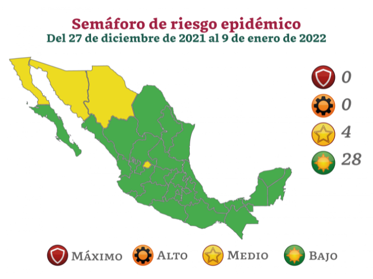 Entra en vigor semáforo Covid-19 que estará vigente hasta el 9 de enero de 2022