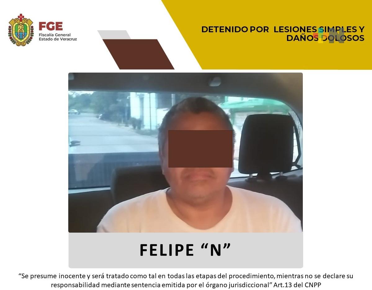 Policía Ministerial detiene a Felipe «N» por lesiones y daños dolosos