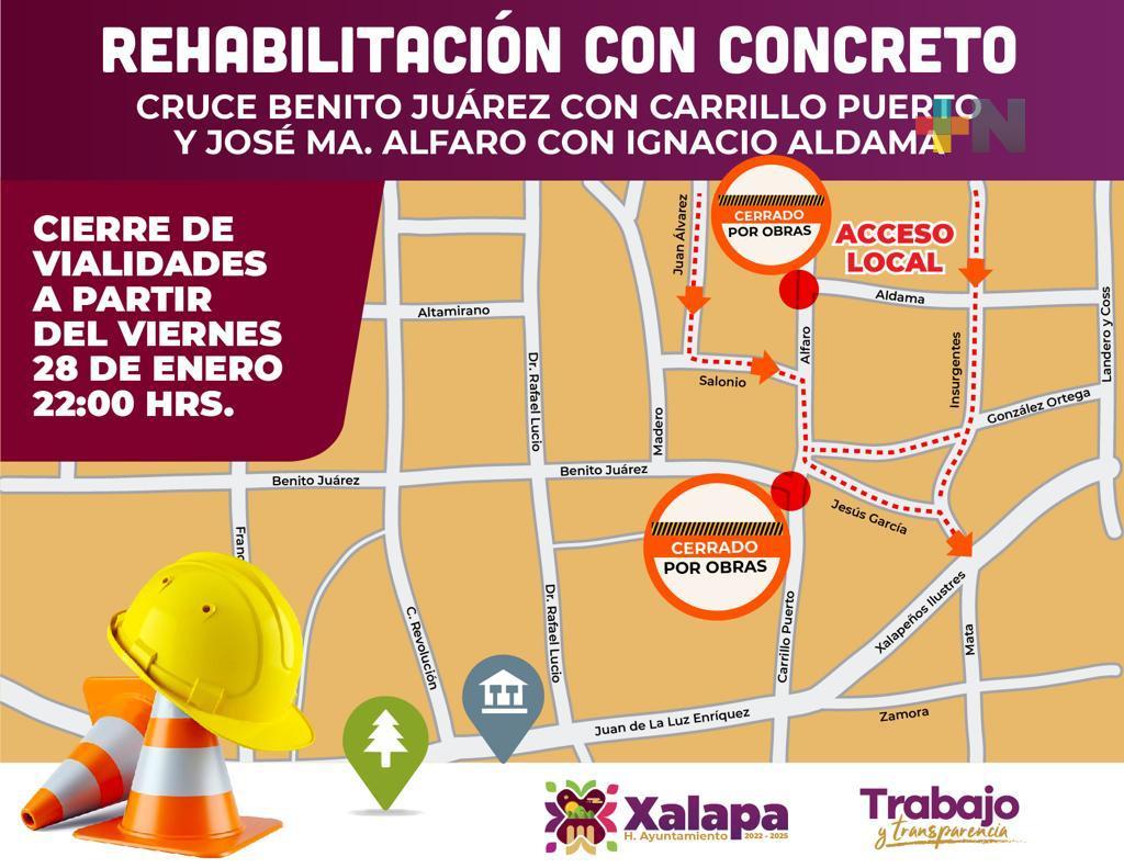 Rehabilitarán concreto de cruceros, Juárez/ Carrillo Puerto y Alfaro/Aldama