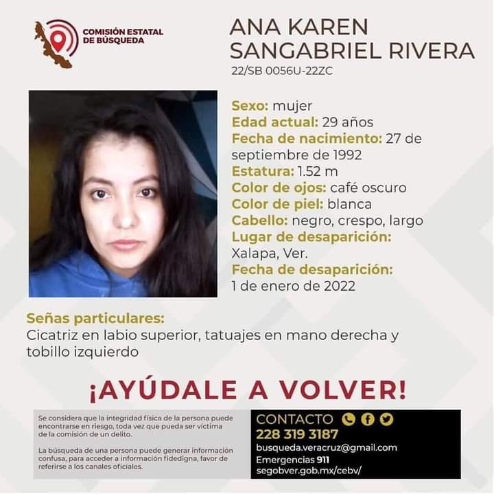 Comisión Estatal de Búsqueda solicita apoyo para localizar a Ana Karen Sangabriel