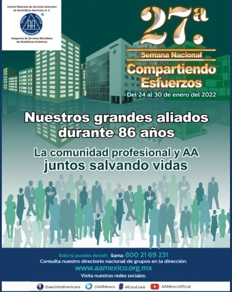 Alcohólicos Anónimos realiza Semana Nacional de Información “Compartiendo Esfuerzos”