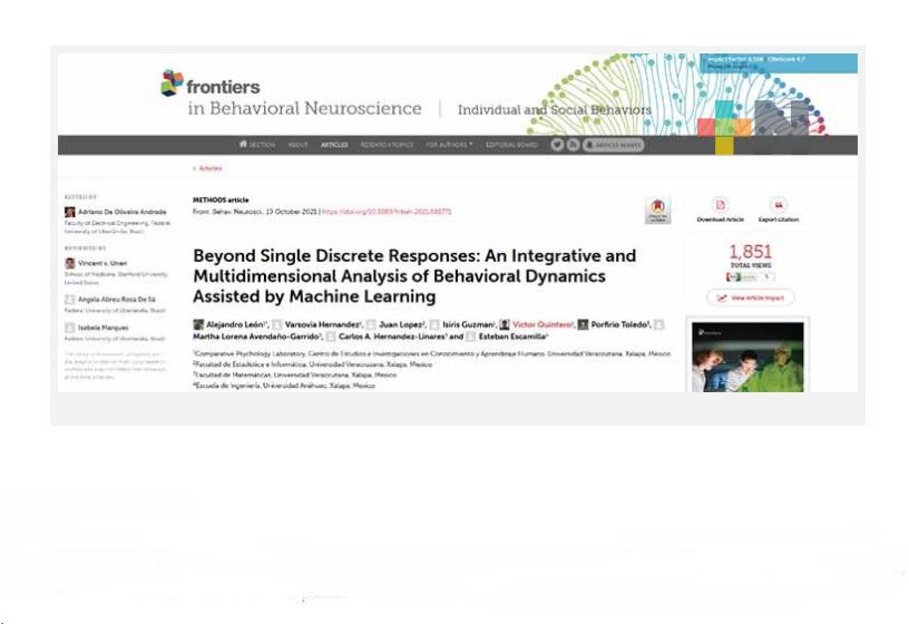 Revista Frontiers in Behavioral Neuroscience publicó artículo de la UV